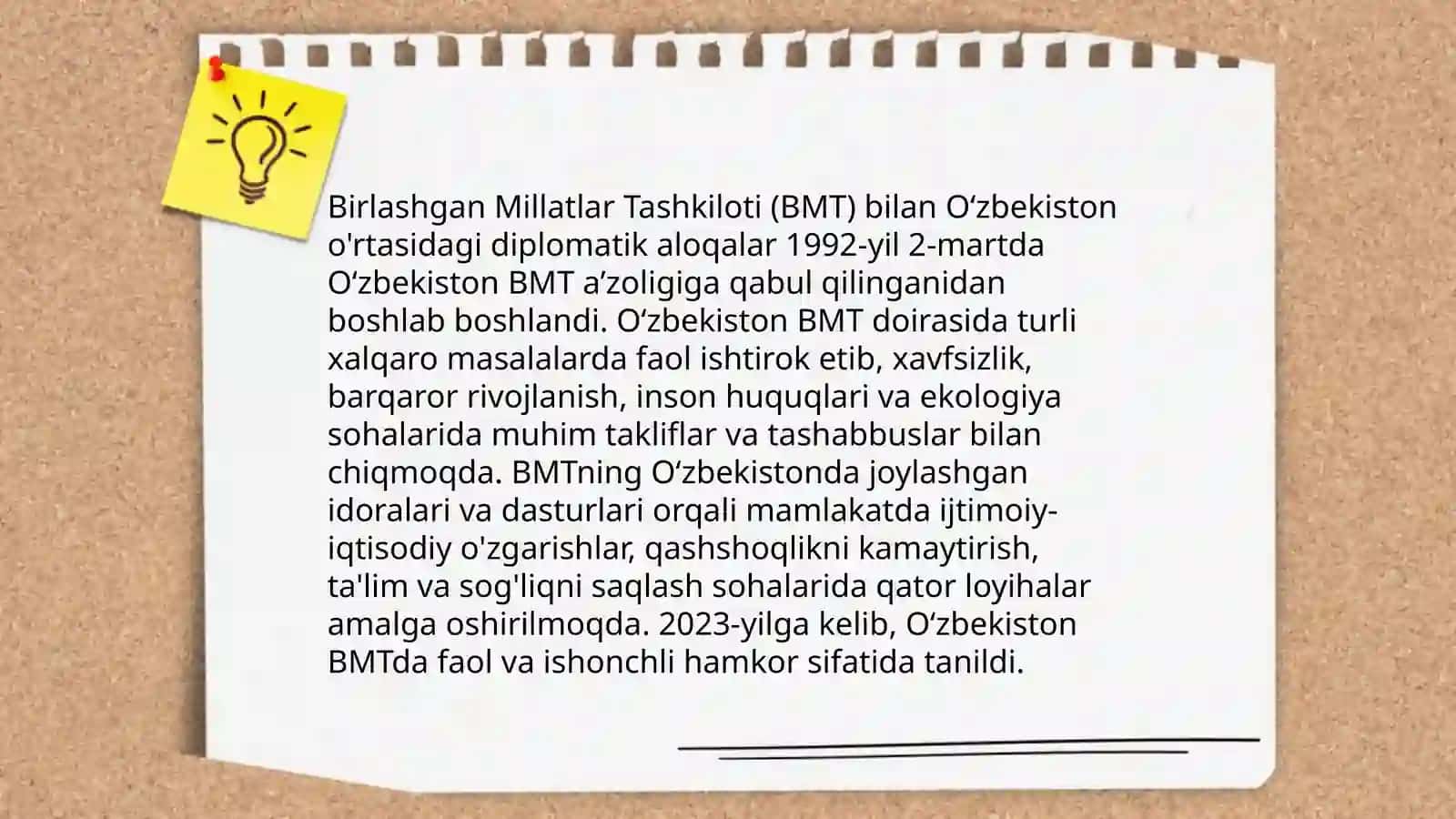 Oʻzbekistonning BMT bilan hamkorligi 4