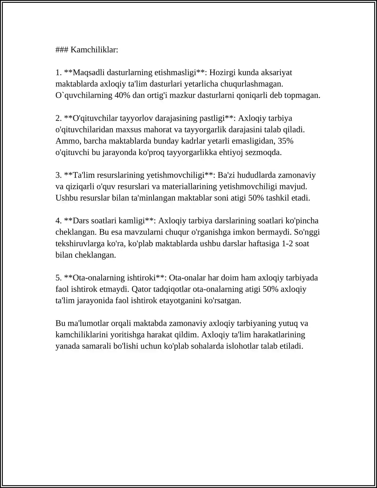 ZAMONAVIY VA AXLOQIY TARBIYANING YUTUQLARI VA KAMCHILIKLARI 4