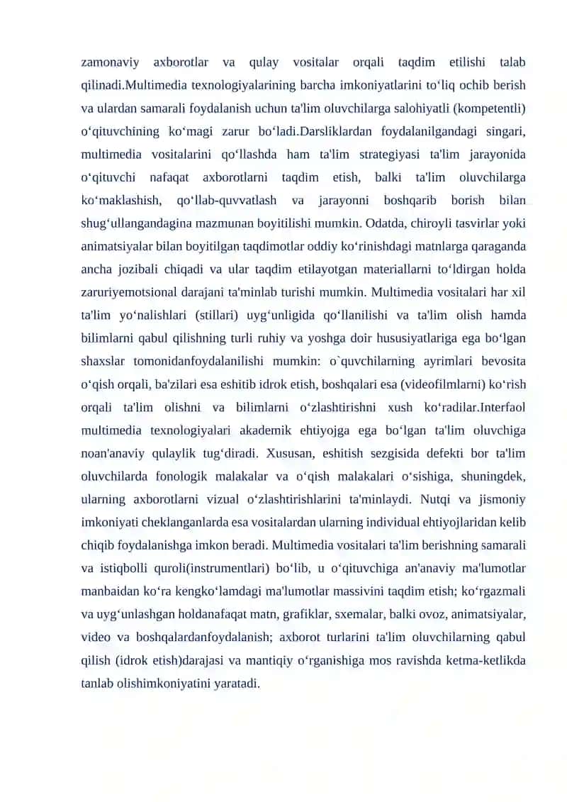 Multimedia va uning zamonaviy ta'minoti 4