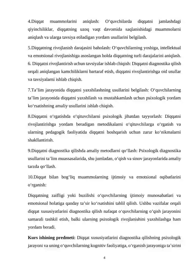DIQQAT XUSUSIYATLARI DIAGNOSTIKASI 4