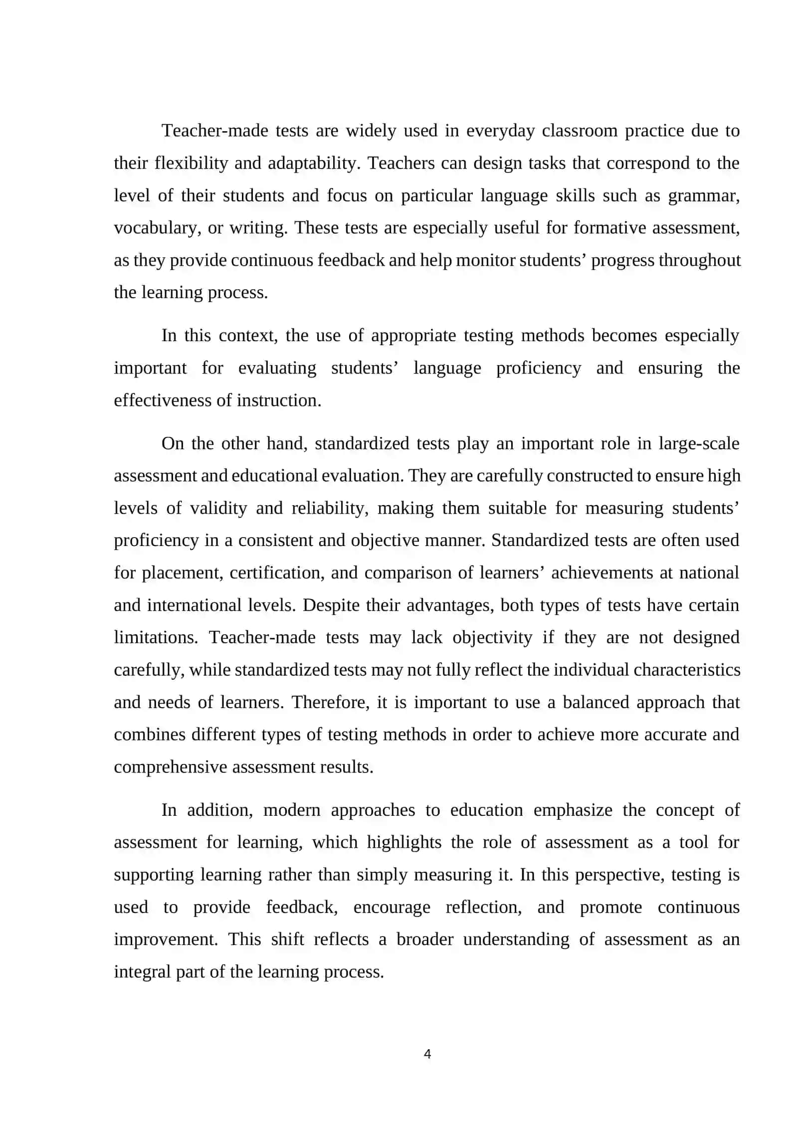 TEACHER-MADE AND STANDARDIZED TESTS AS AN ASSESSMENT TOOL 4
