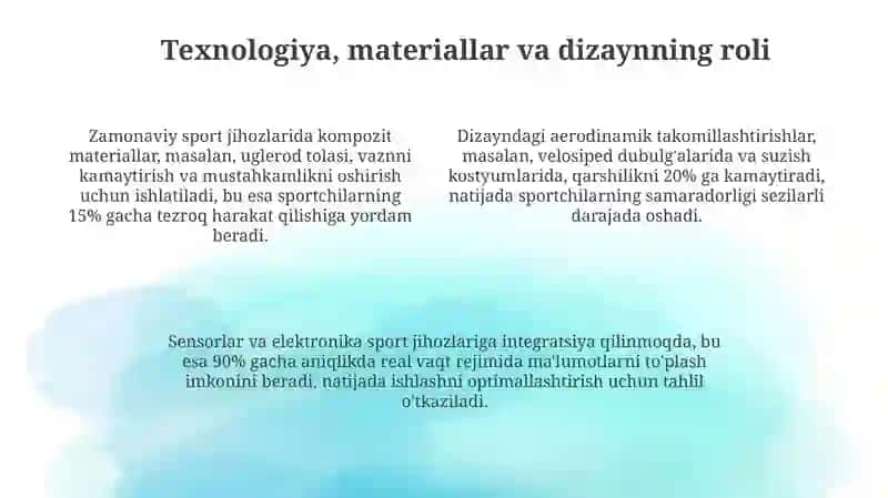 Sport anjomlari va jihozlarining sportdagi oʻrni 4