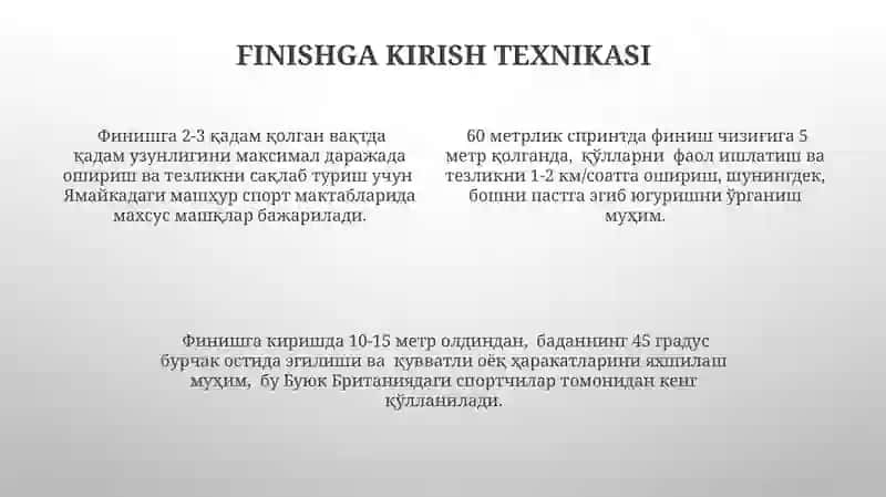 Finishga Yugurish Texnikasi 4