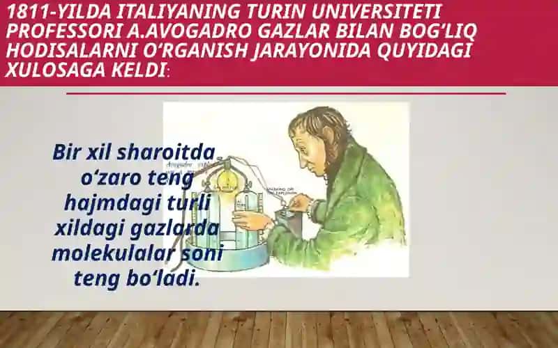 Avogadro Qonuni. Molar Hajm 4
