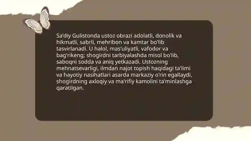 Guliston asarida ustoz va shogird munosabatlari 4