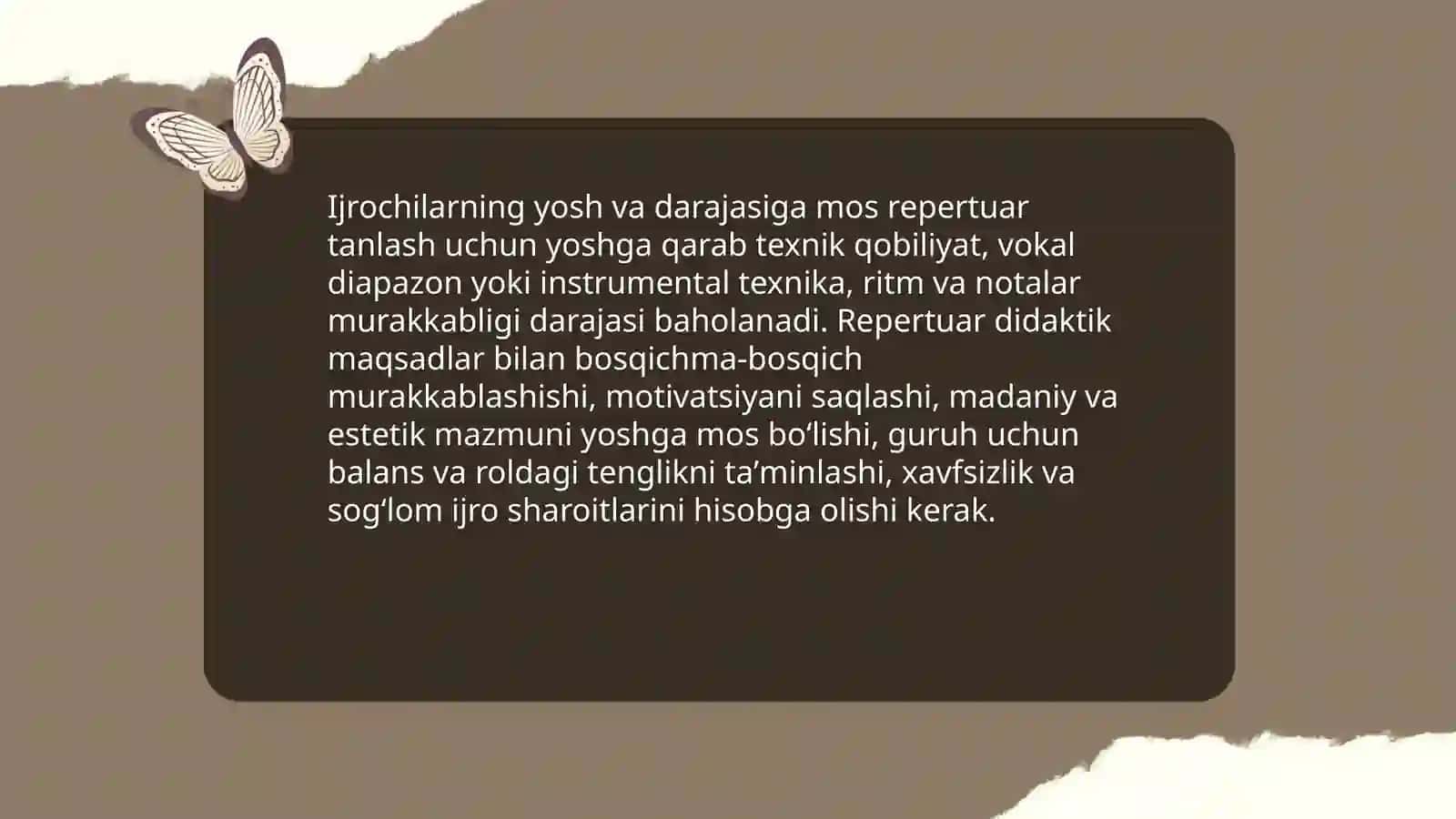 Musiqiy faoliyatlar uchun repertuar tanlash 4