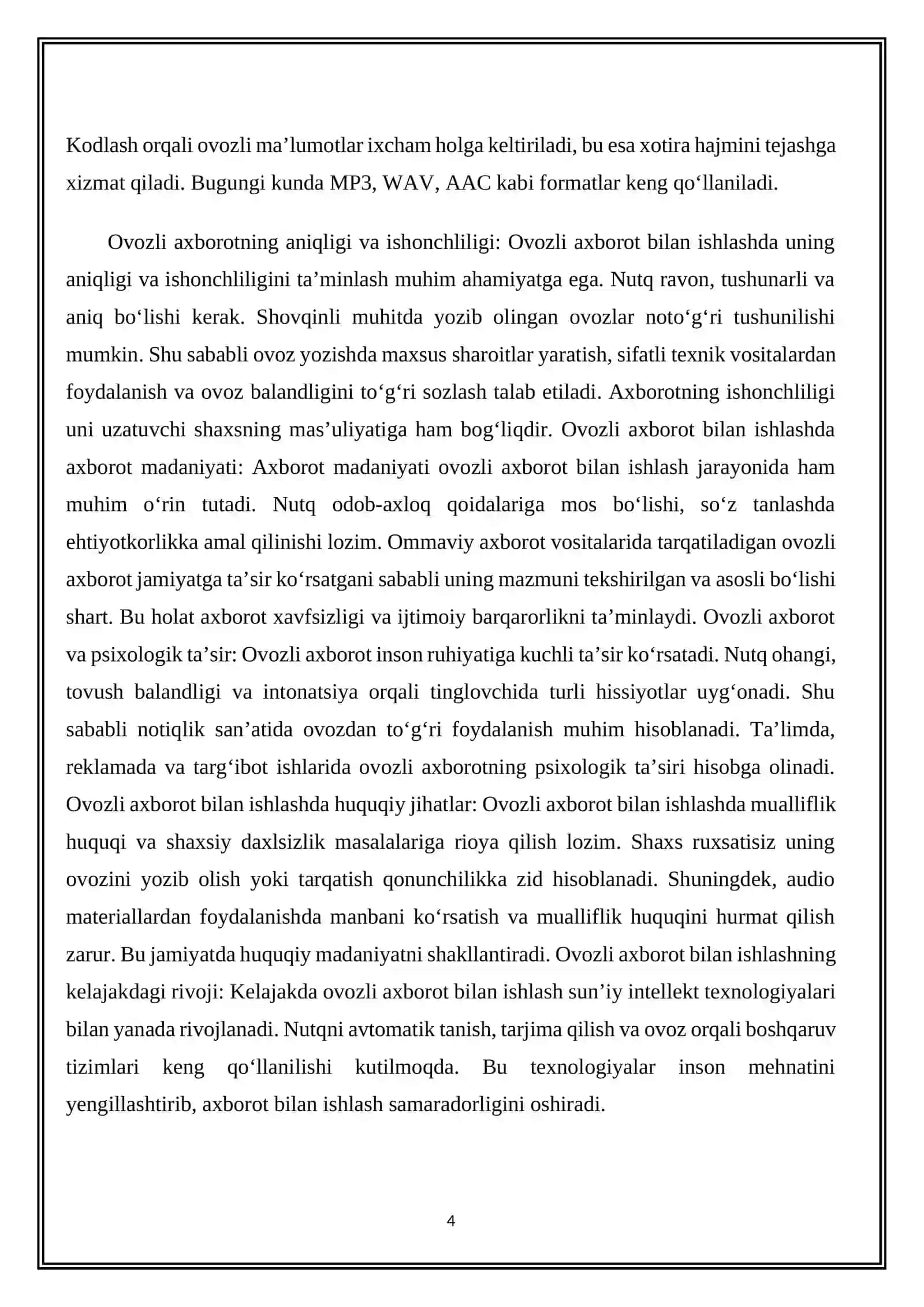 Ovozli axborot bilan ishlashning asosiy usullari 4
