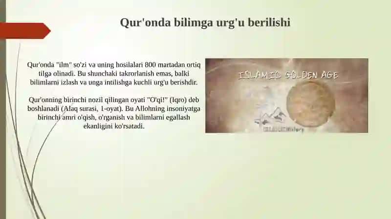 Bilimning ahamiyati va fazilatlari Islomda 4