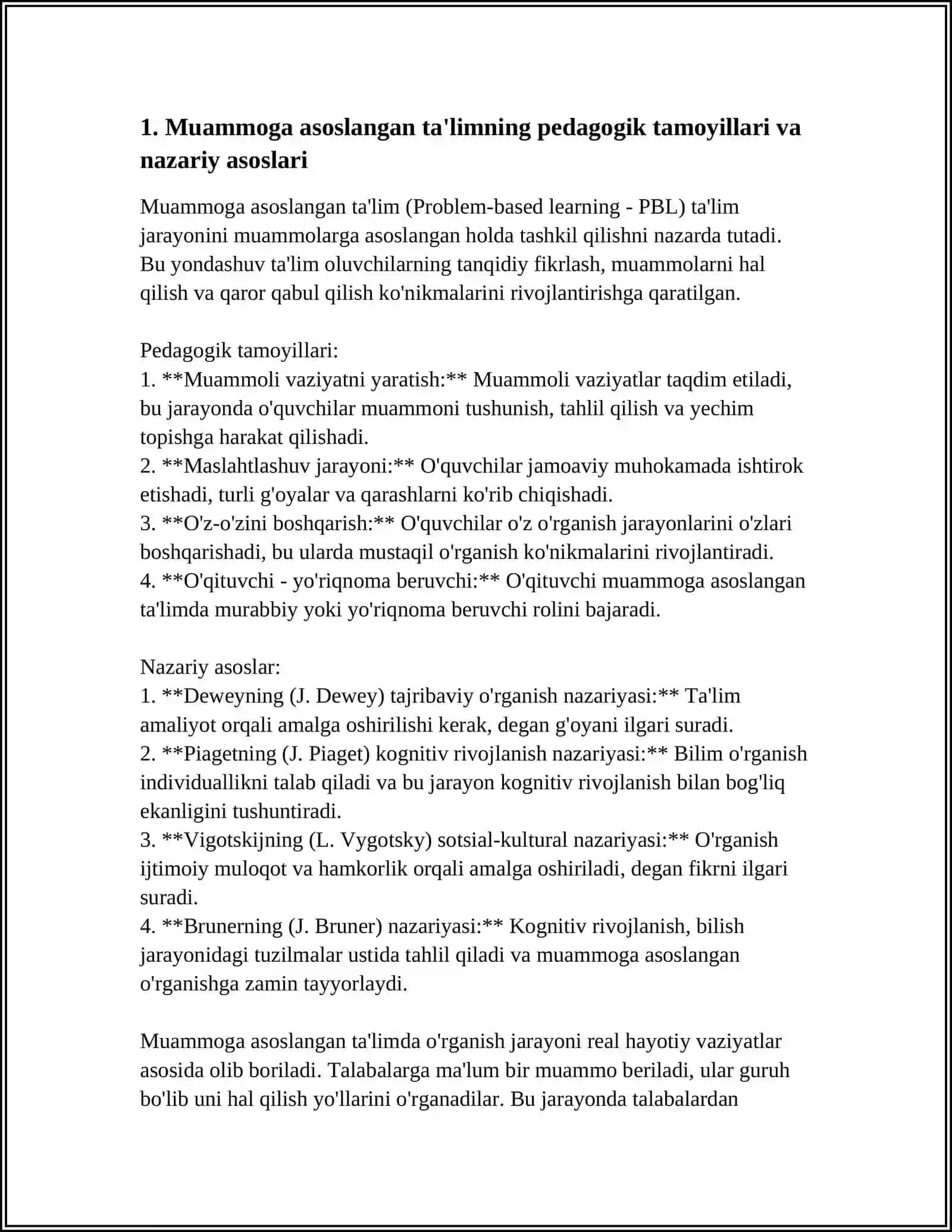Muammoga asoslangan ta'lim 4