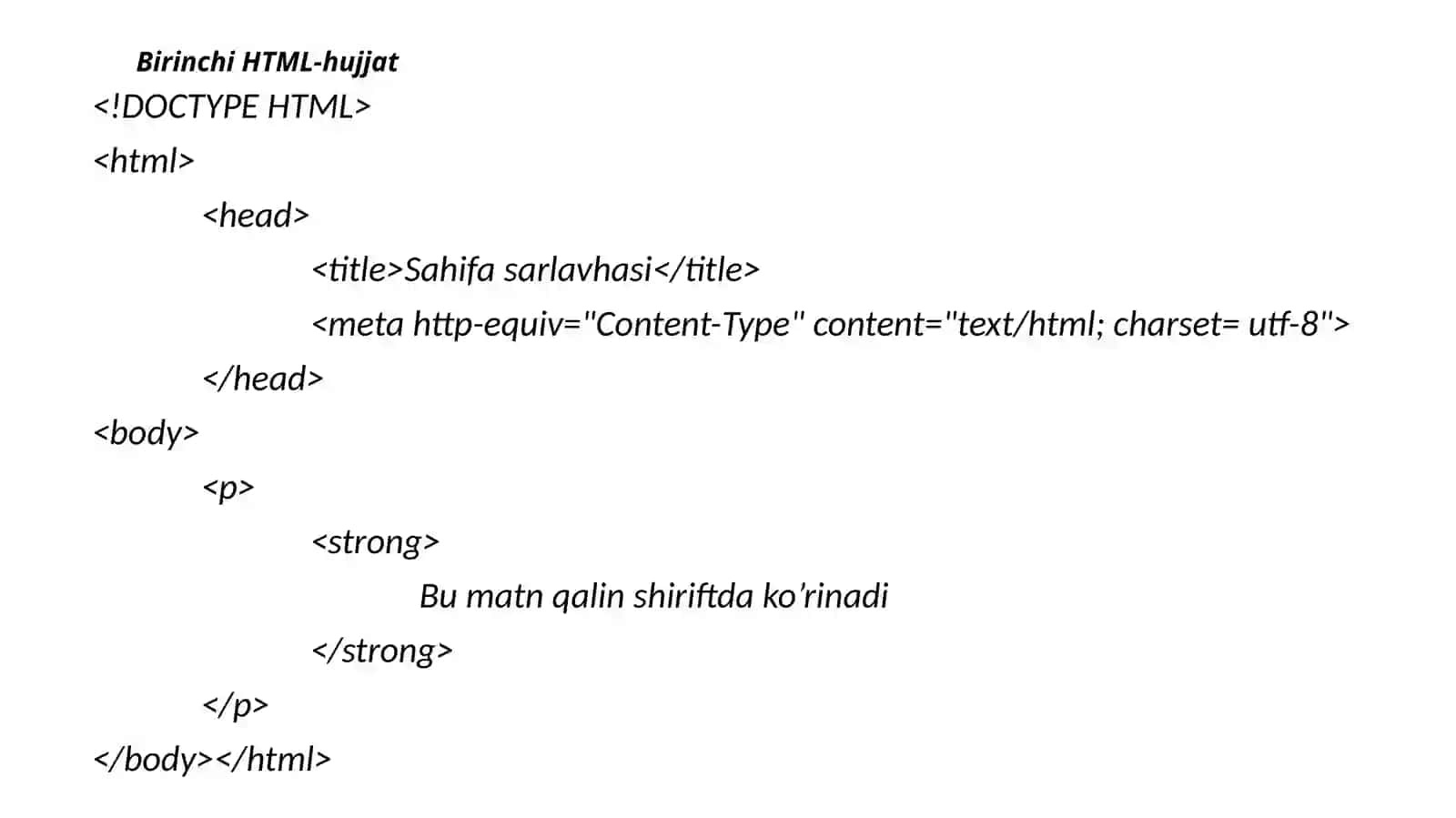 Gipermatnlibelgilashtili(HTML).HTMLda formalar,ro‘yxatlarvajadvallar 4