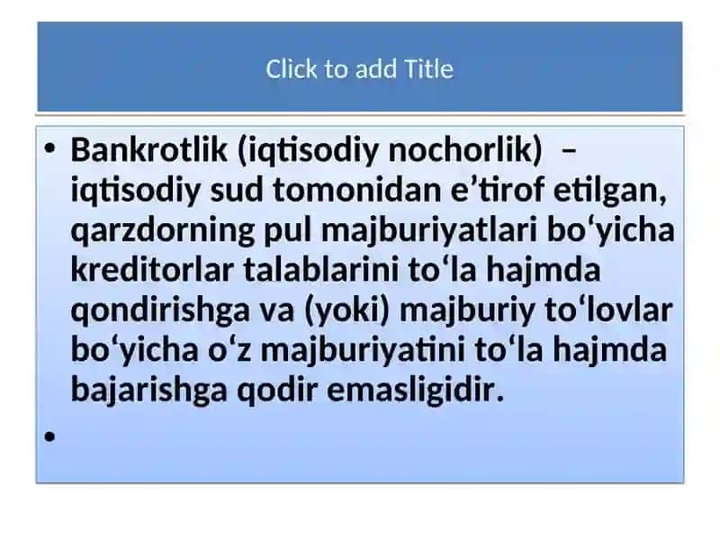 Korxonalar bankrotligini baholash va tahlil qilish 4