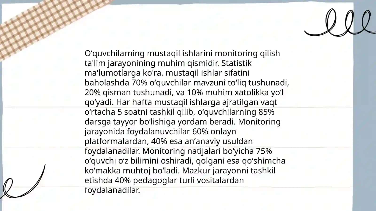 Oʻquvchilarning mustaqil ishlarini tashkil etish 4
