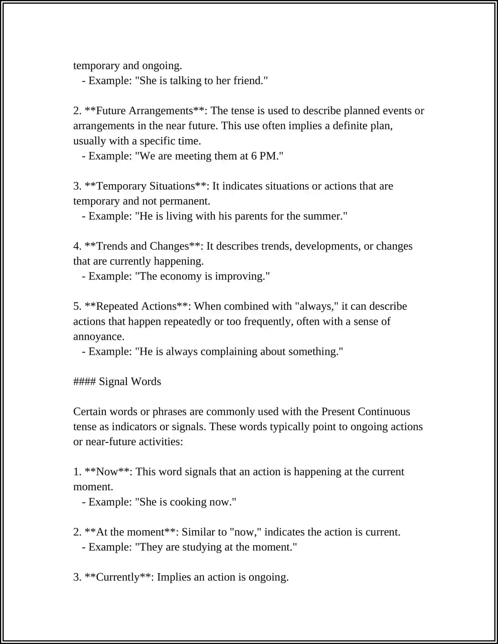 Present Continuous Tense 4