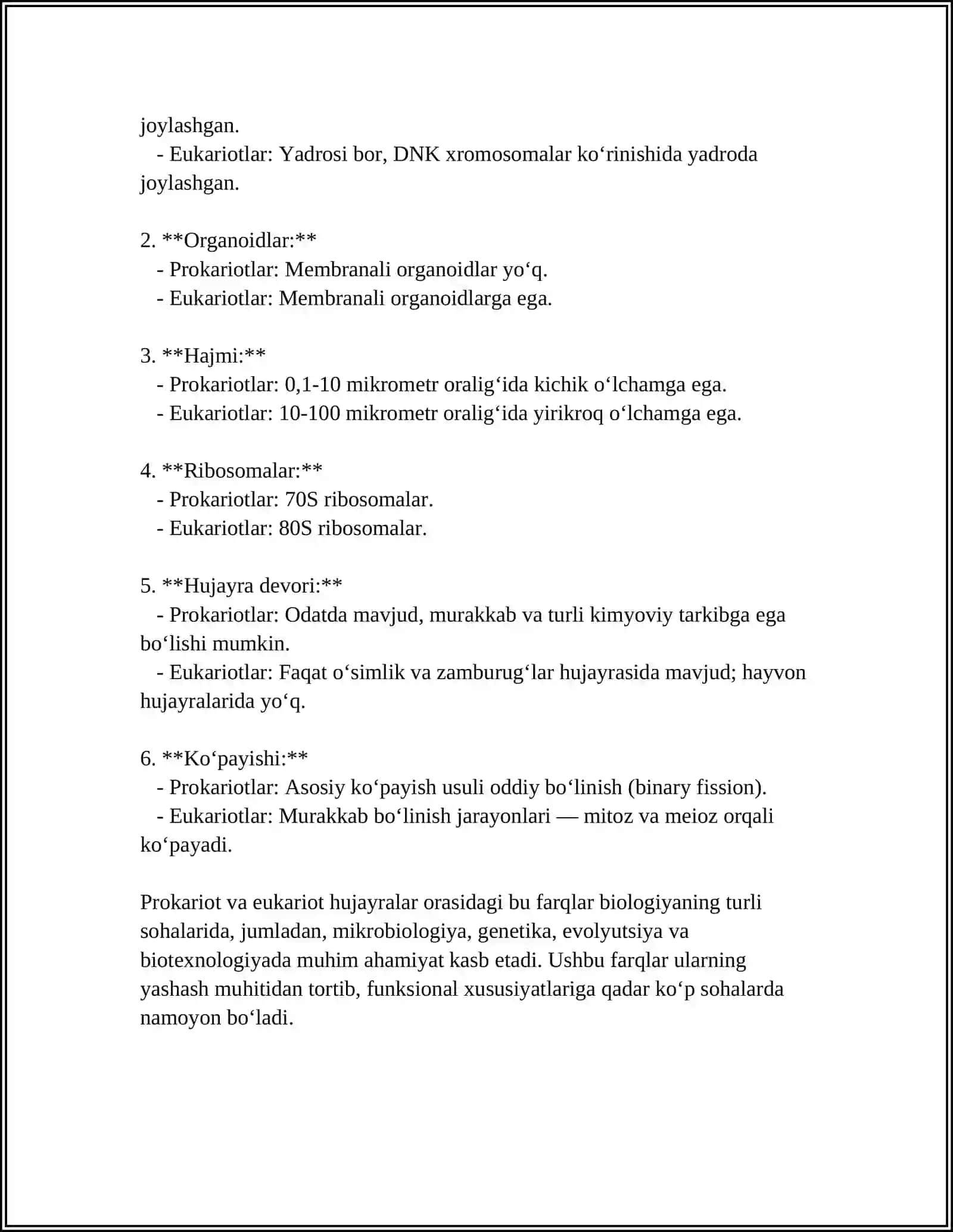 EUKARIOT VA PROKARIOT HUJAYRALAR TUZILISHI 4