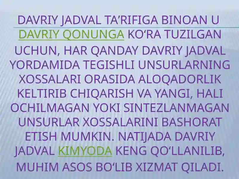 Kimyoviy elementlar davriy sistemasi 4