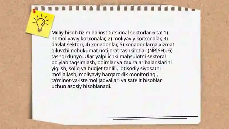 Institutsional sektorlar va MHT 4