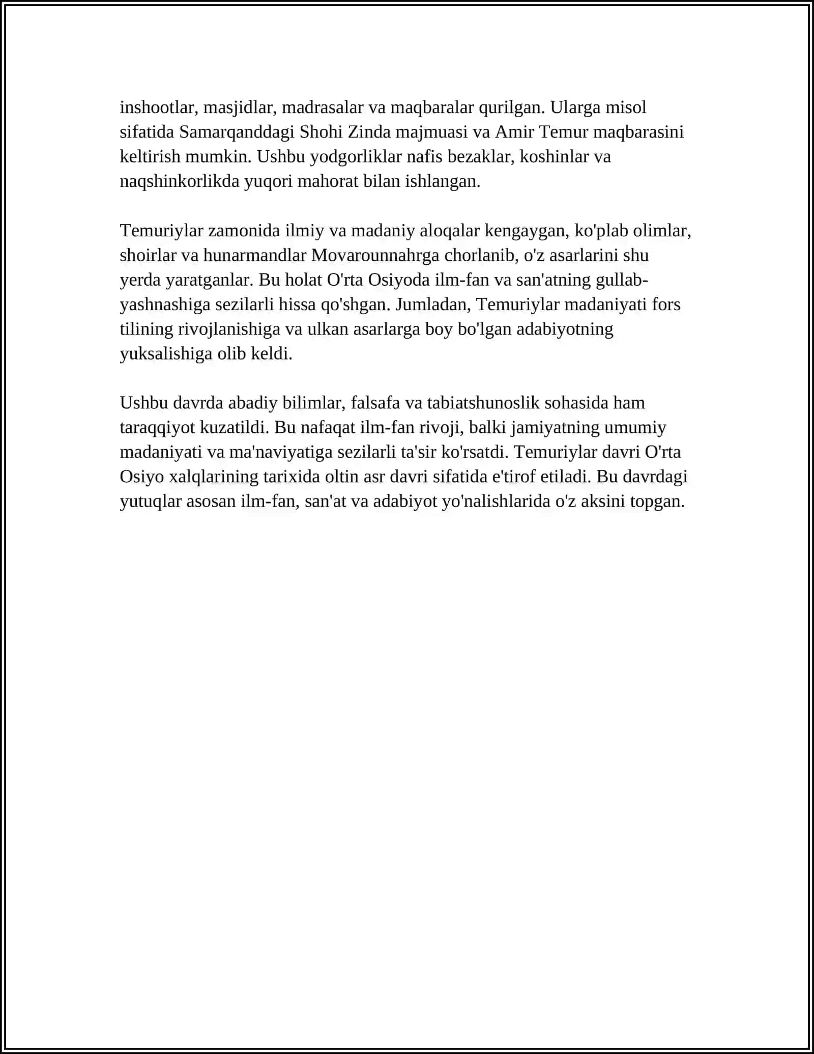 TEMURIYLAR MADANIYATI UYG'UNLIGI 4