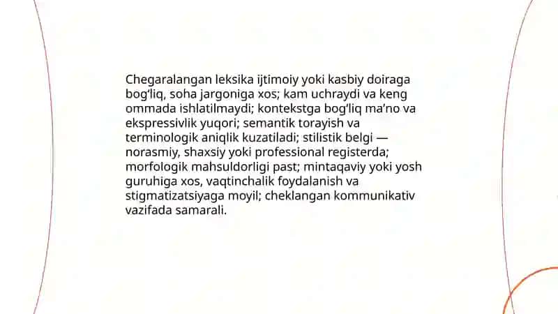 Iste'mol doirasi chegaralangan leksika 4