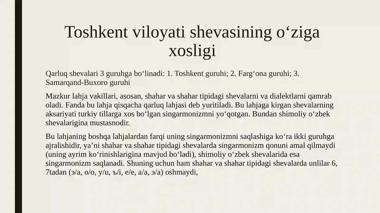 Toshkent viloyati  shevasi 4