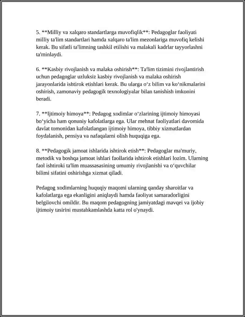 Pedagog xodimlarning huquqiy maqomi 4