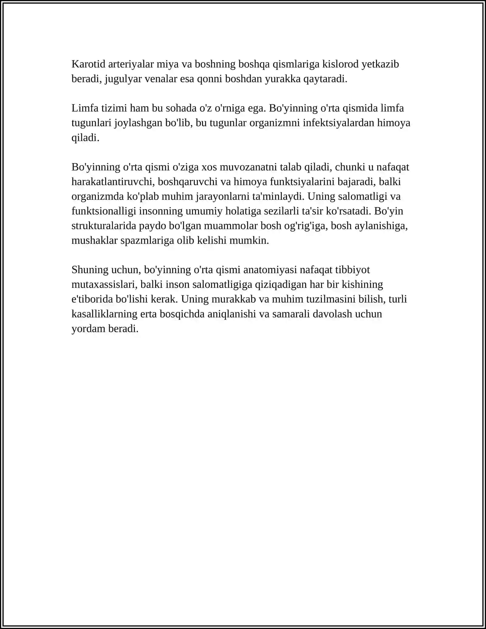 BO’YINNING O’RTA, YON OQMALARI VA KISTALARI - REFERAT 4