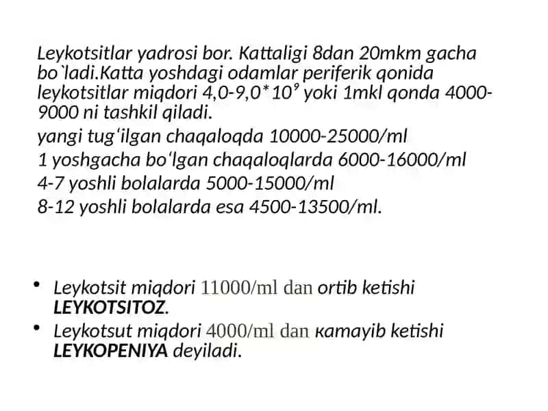 Leykotsitlar.Qonguruhlari.Rezusfaktor.Qonquyishasoslari 4