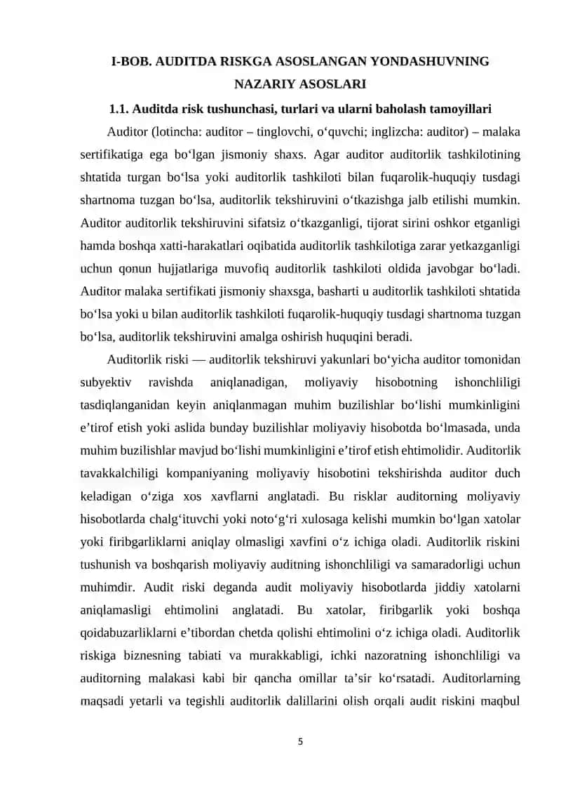 Auditda riskga asoslangan yondashuv mohiyati 4
