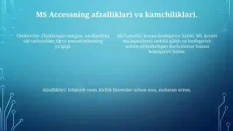 MS ACCESS ma'lumotlar ba'zasini boshqarish tizimi 4