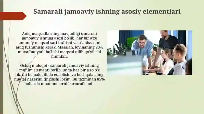 Jamoaviy ish: Asoslar va afzalliklar 4