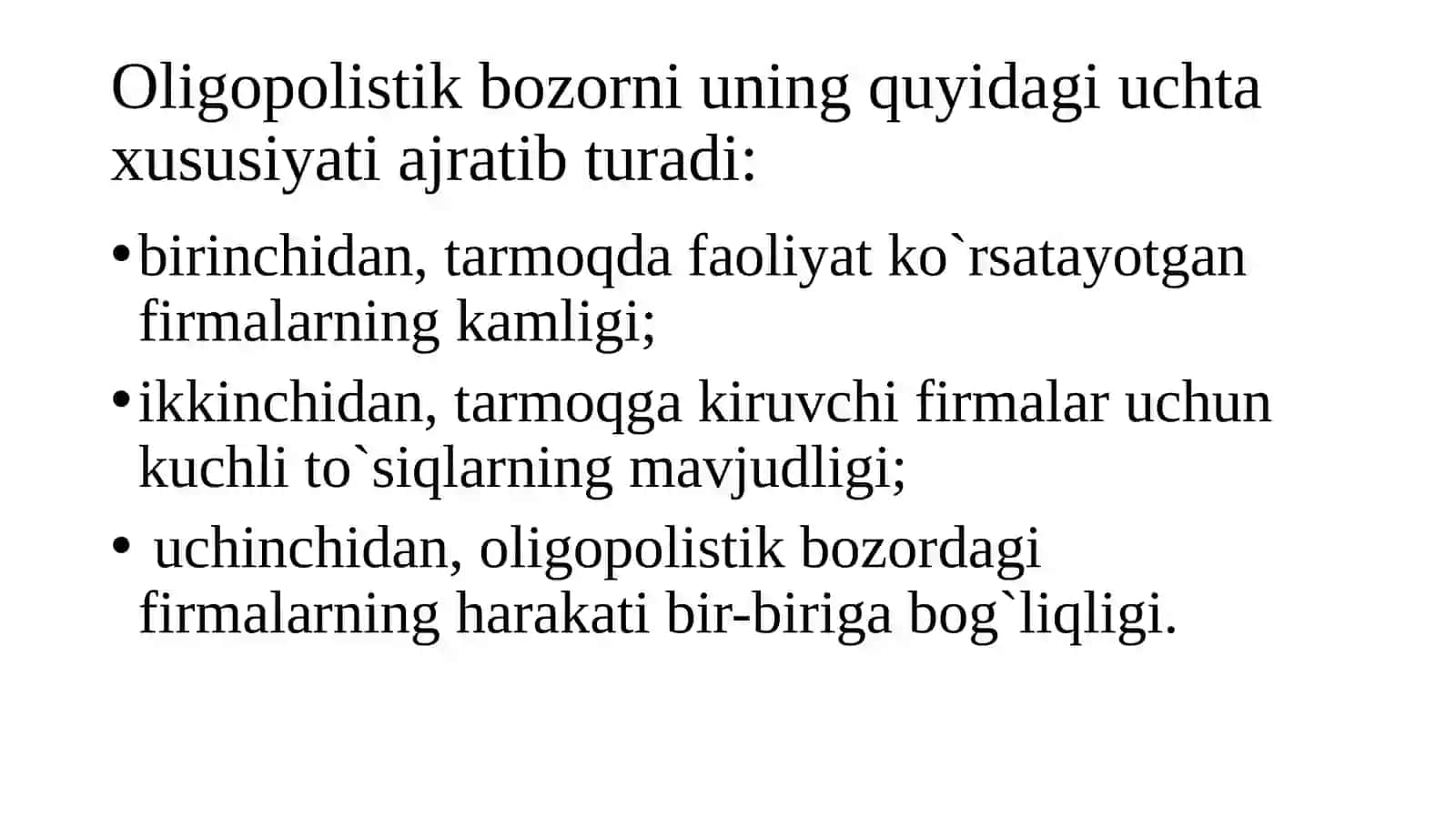 OLIGOPOLIYA VA RAQOBATLASHGAN MONOPOLIYA 4