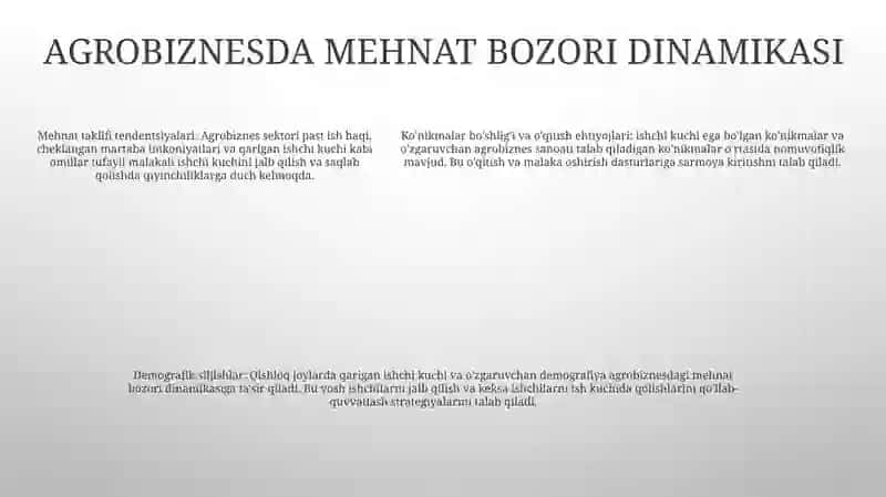 Agrobiznes Korxonalarida Mehnat Unimi 4