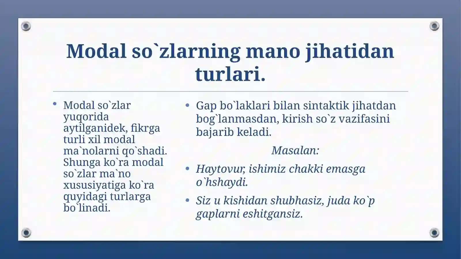 ALOHIDA OLINGAN SO`ZLAR TURKUMI 4