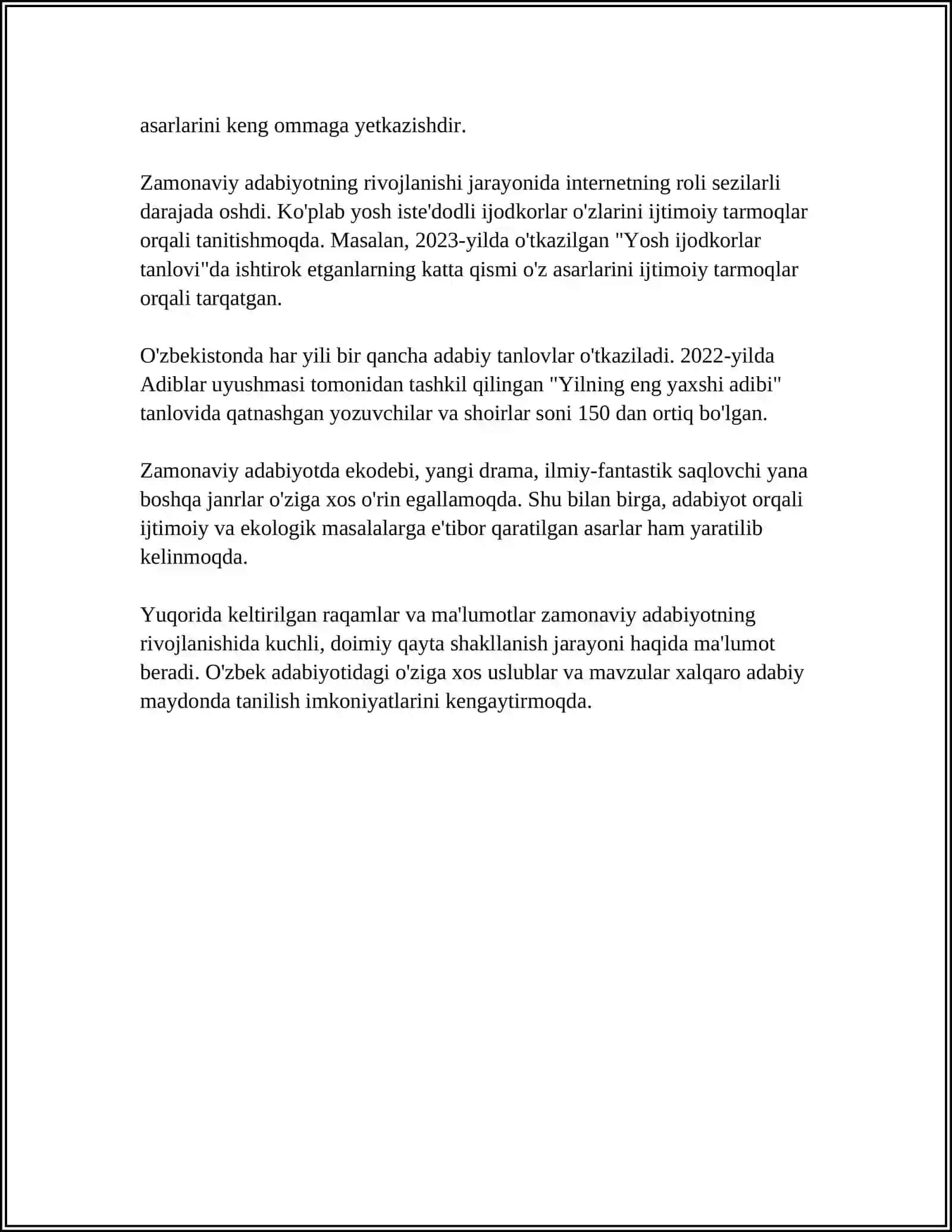 Zamonaviy adabiyotning rivojlanishi 4