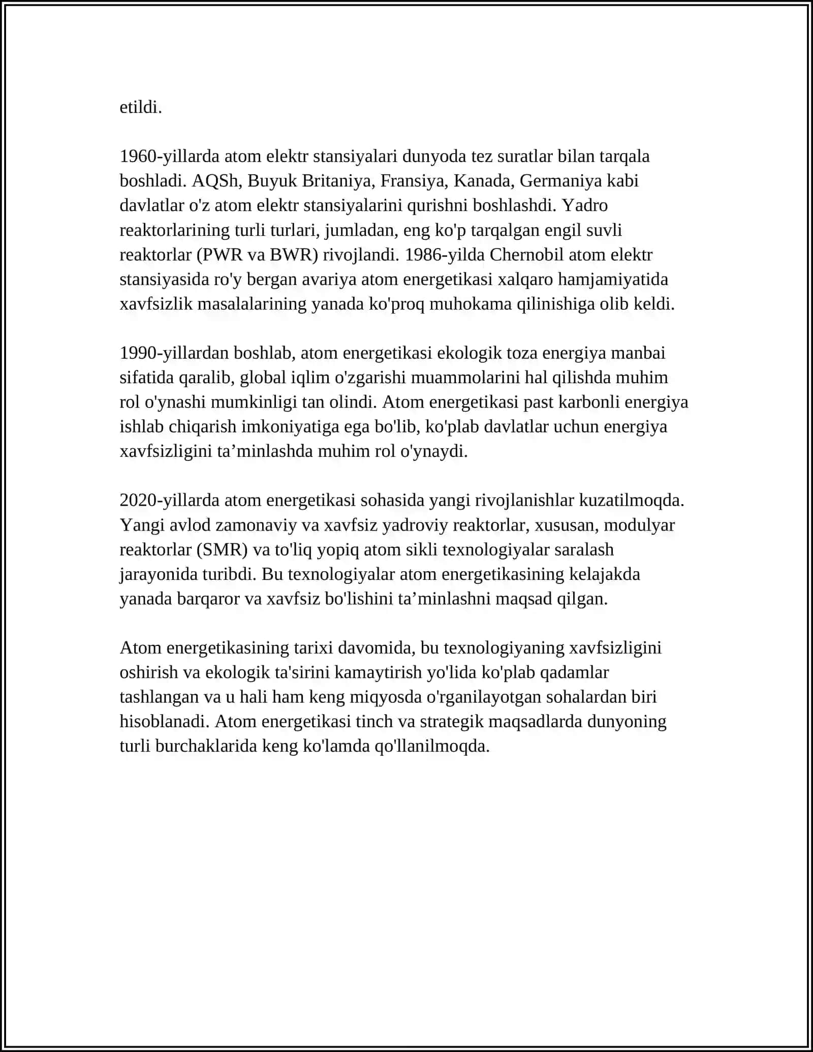 ATOM ENERGETIKASIDAN FOYDALANISH 4
