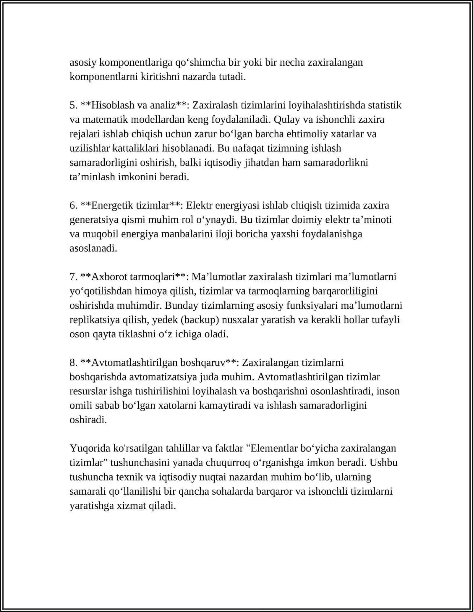 ELEMENTLAR BO‘YICHA ZAHIRALANGAN TIZIMLAR 4