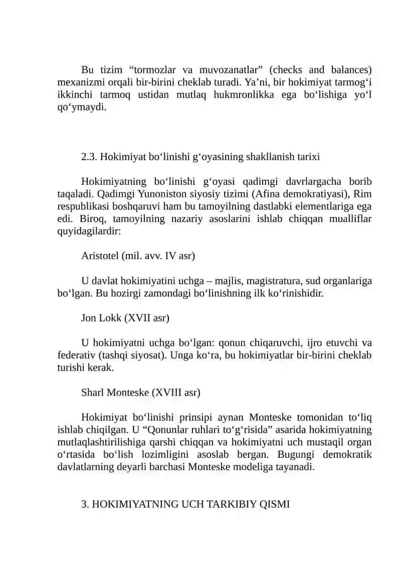Hokimiyatning bo‘linish prinsiplari 4