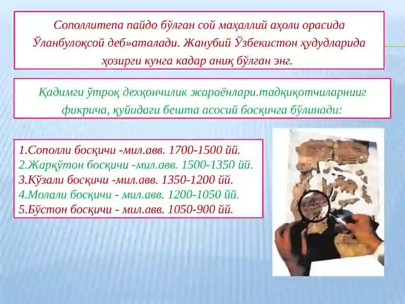 Ўзбекистондаги бронза даврига оид ёдгорликлар 4