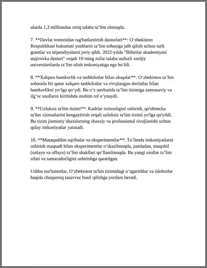 Ta'lim Tizimidagi Islohotlar 4