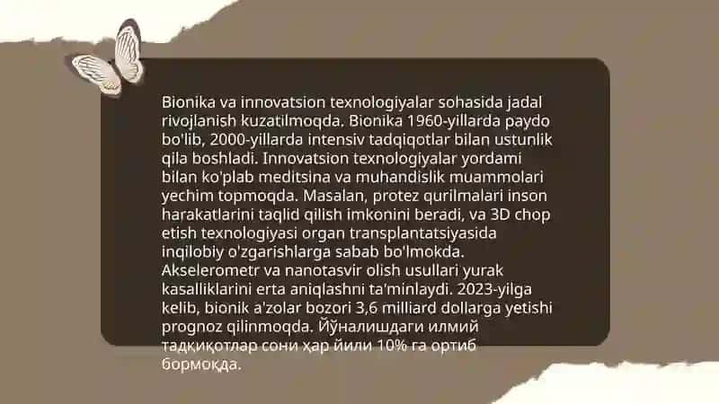 Bionika asoslari va inson hayotidagi o'rni 4