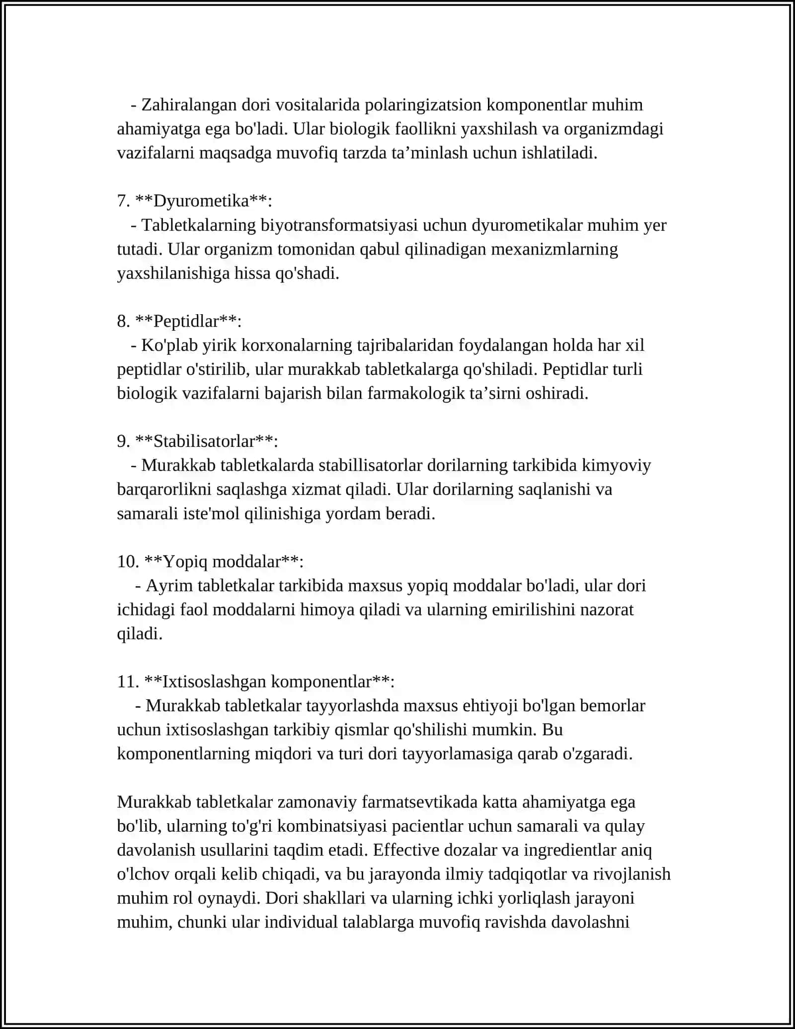 MURAKKAB TABLETKALAR NOMENKLATURASI VA TARKIBLARI 4