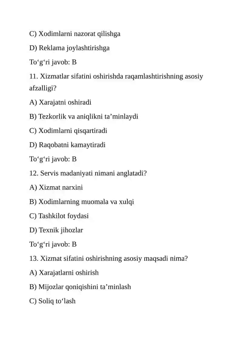 Xizmatlar sifatini oshirish imkoniyatlari 4