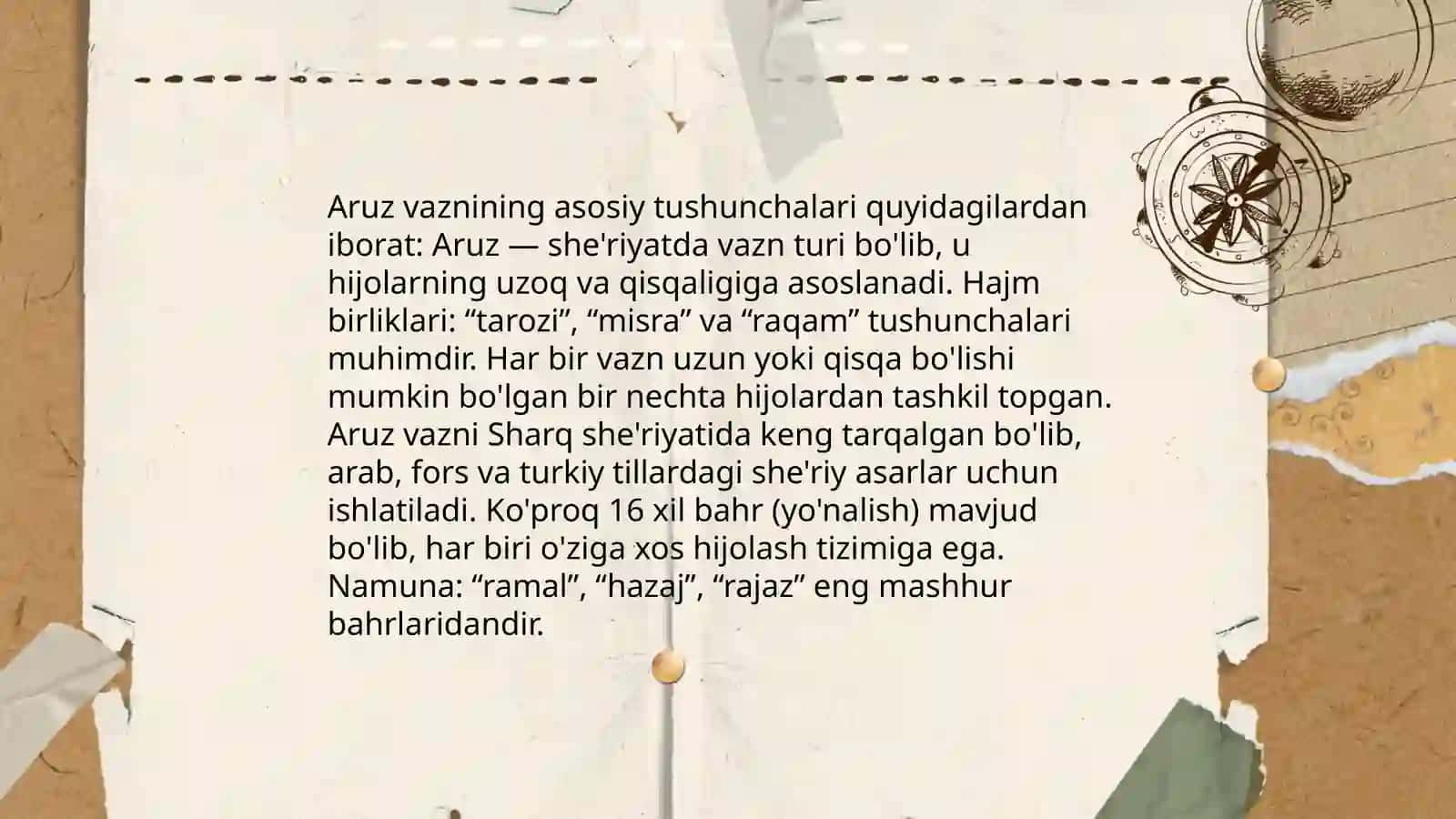 Aruz vaznining ramal bahri 4