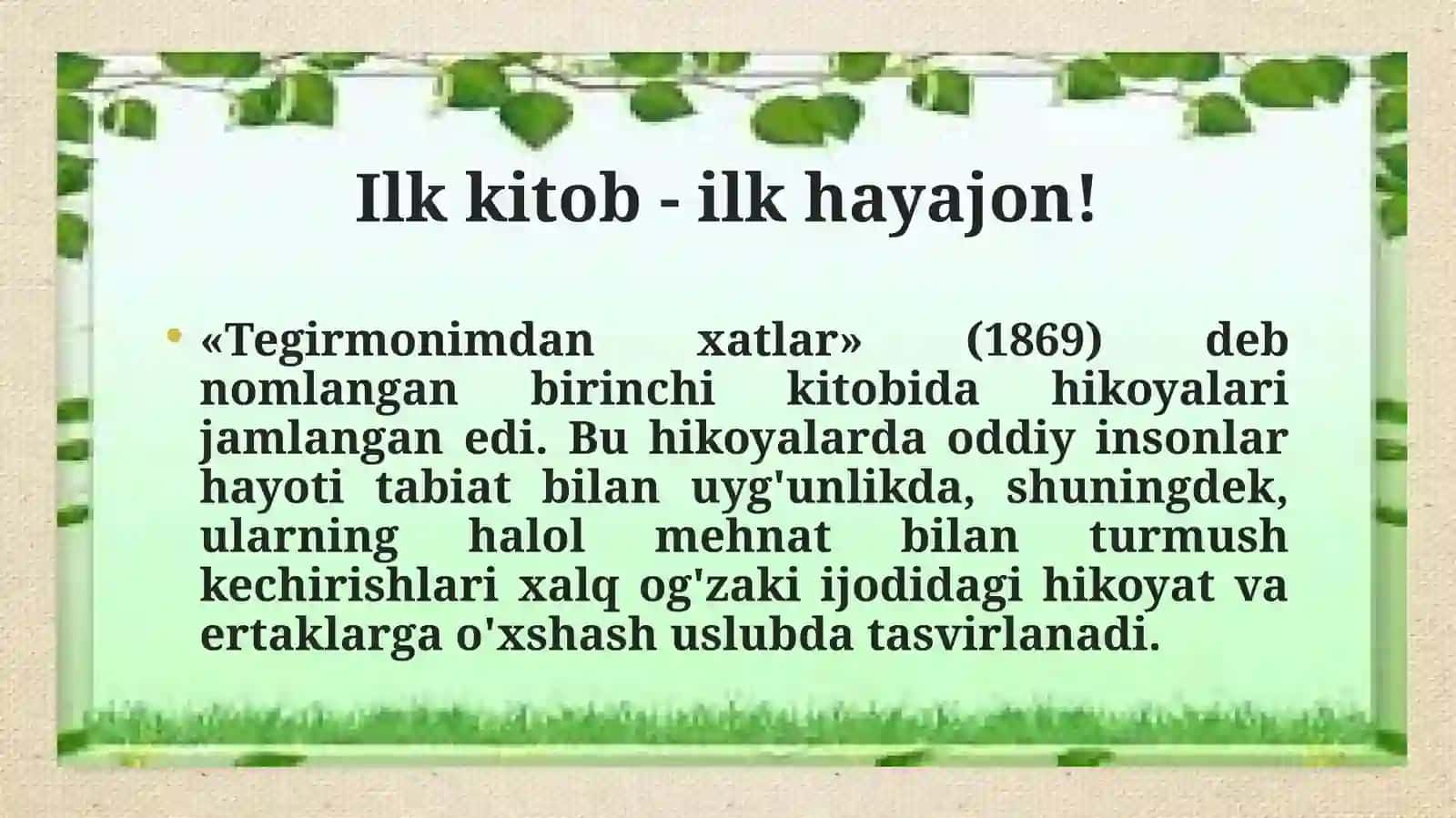 10-sinf Adabiyot fanidan Alfons Dode So'nggi saboq hikoyasi dars taqdimot 4