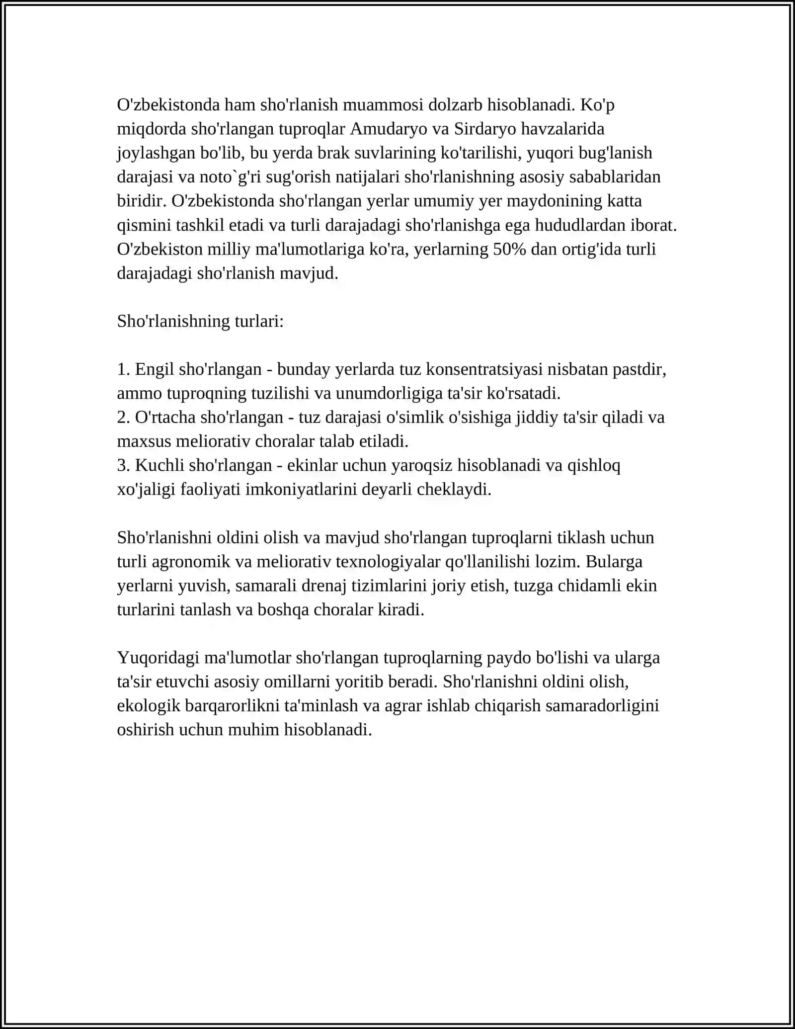 SHO'RLANGAN TUPROQLAR 4