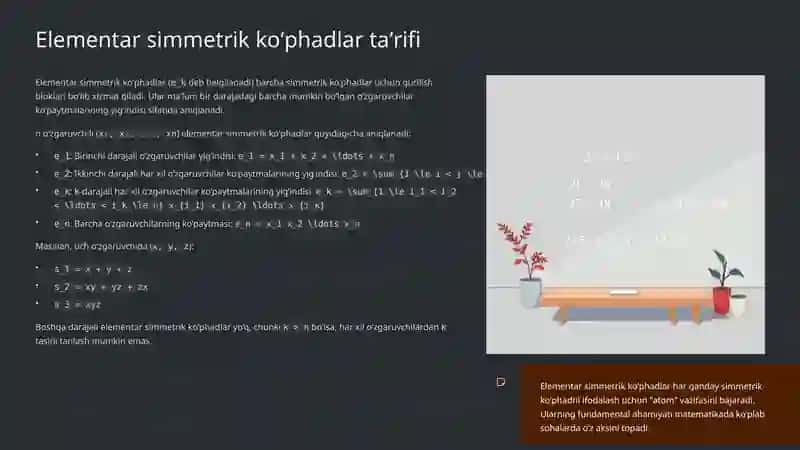 Simmetrik ko’phadlar va Asosiy Teorema 4