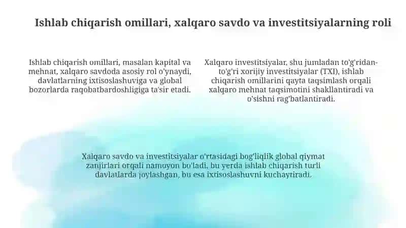 Xalqaro mehnat taqsimoti jahon xo'jaligining moddiy asosi sifatida 4