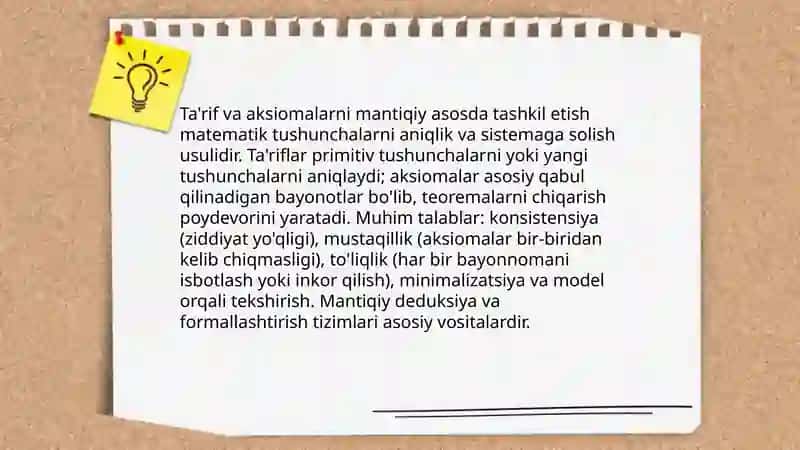 Matematik tushunchalarni òrganishga mantiqiy yondoshish 4
