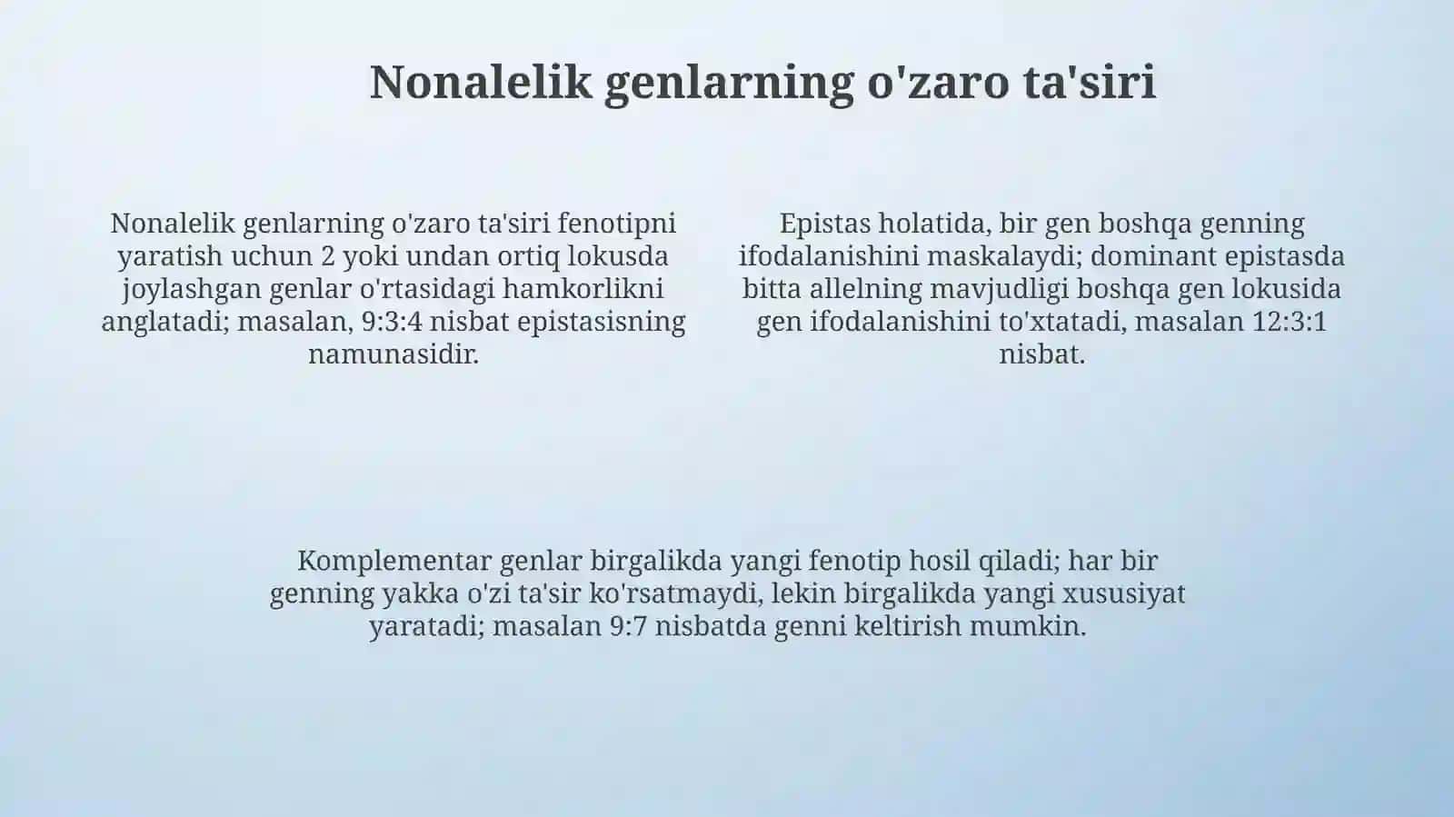 Dihibrid chatishtirish va genlarning o'zaro ta'siri asoslari 4