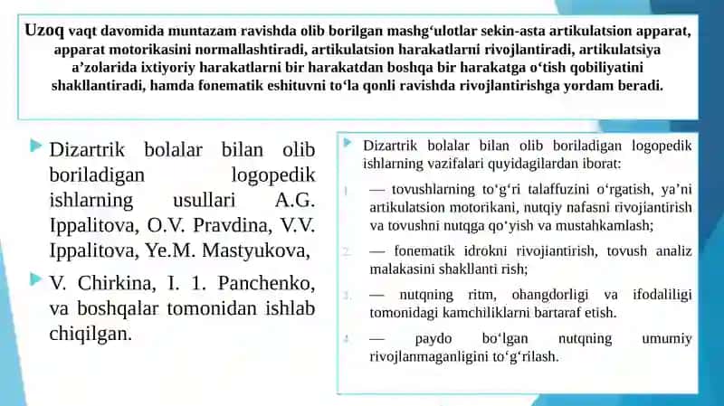 Dizartriyani Bartaraf Etishda Korreksion-Pedagogik Ishlar Tizimi 4