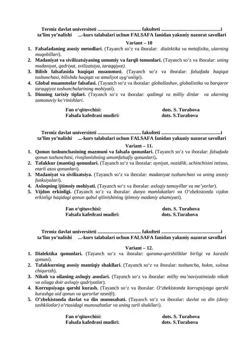 FALSAFA fanidan yakuniy nazorat savollari 4